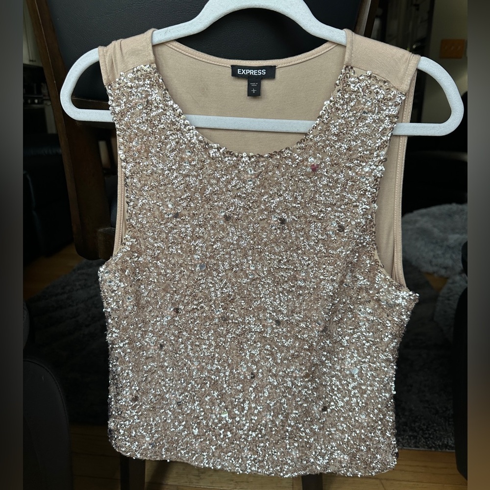 Express Women's Sequin Front Sleeveless Top